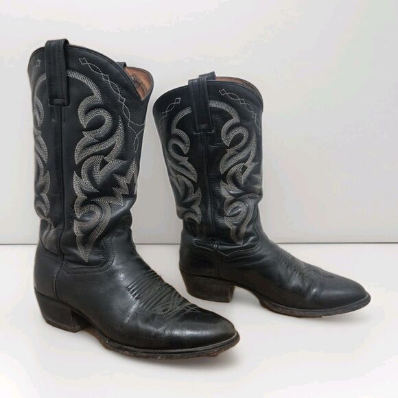 Dan Post Mignon Leather Western Boots Men\'s 8.5EW Black Round Toe Cowboy 2110 main image 7
